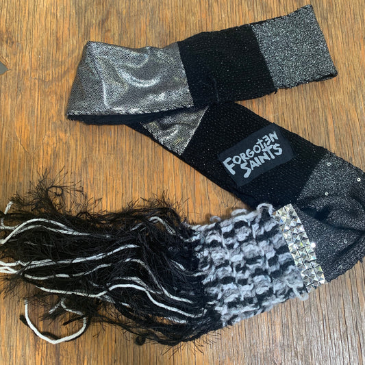 Fringed Black & Grey Scarf by Forgotten Saints LA
