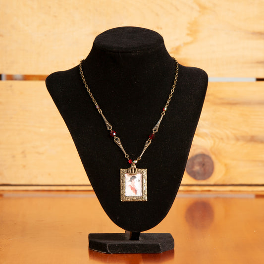 Portrait Necklace w/ Filigree & Charm