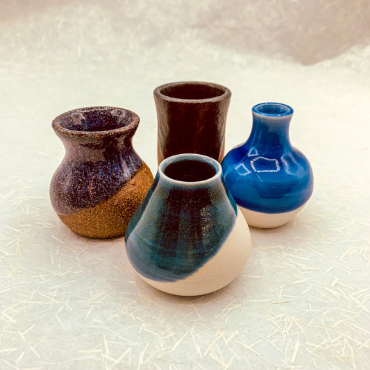 Tiny Pots with Blue Glaze by Sara Pilchman Ceramics