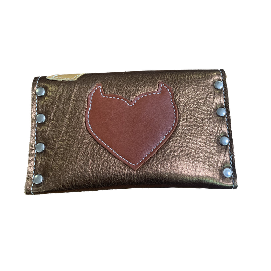 Adriane Handmade Leather Card Case with Lightning Bolt Copper