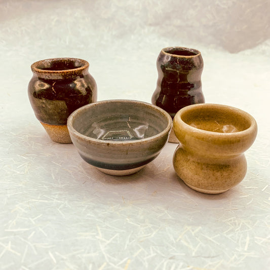 Tiny Pots with Green Glaze by Sara Pilchman Ceramics