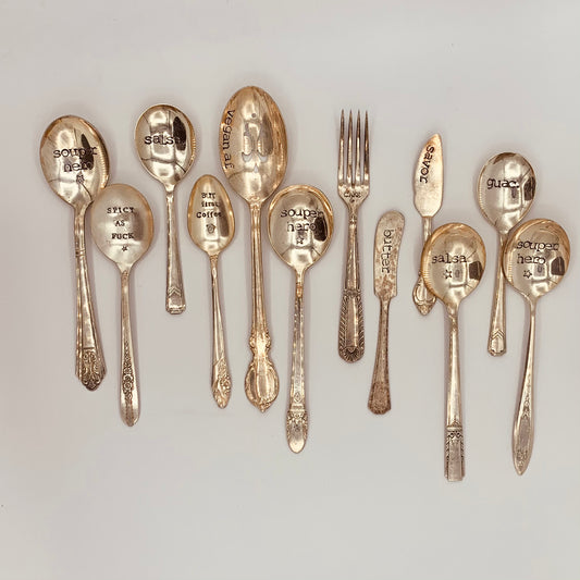 Foodies Hand Stamped Upcycled Silverware by MJD