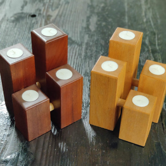 Wood Four Candle Cluster Collection