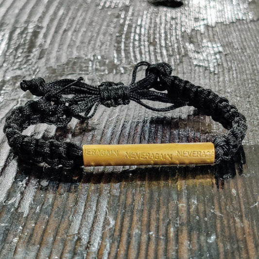 GFM Braided "Never Again" Stamped Bullet Casing Bracelet
