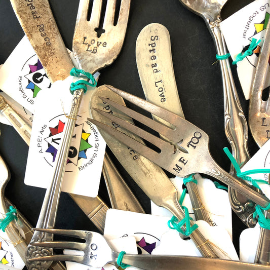 Hand Stamped Recycled Silverware by US Art Alliance