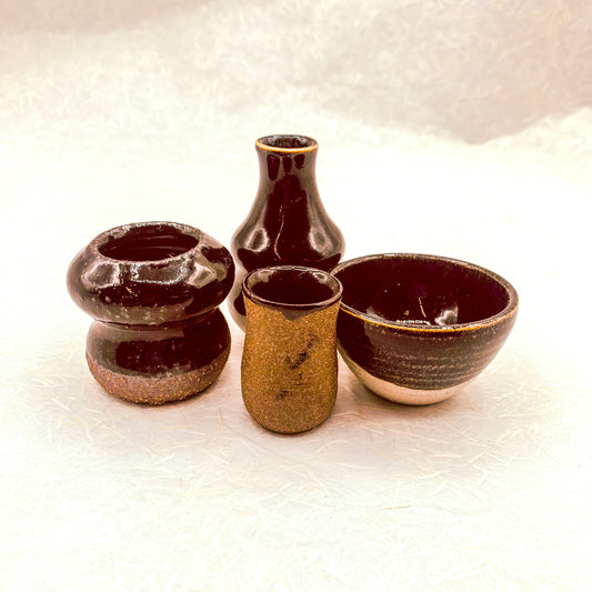 Tiny Pots with Ink Glaze by Sara Pilchman Ceramics