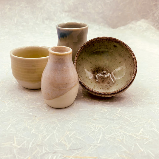 Tiny Pots with Natural/White Glaze by Sara Pilchman Ceramics