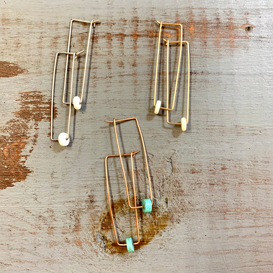 Ninotchka Rectangle Hoop Earrings with Stones Collections