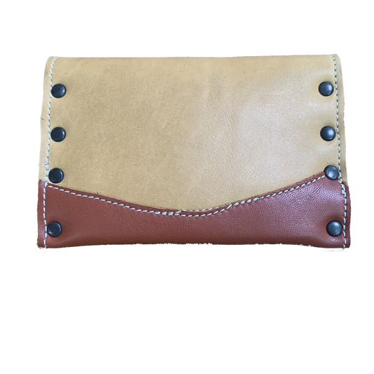 Adriane Handmade Leather Tan Studded Card Wallet