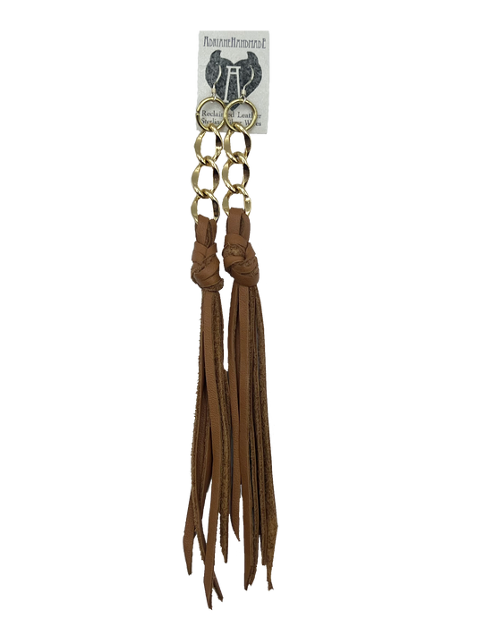 Knotted Leather Fringe Earrings by Adriane Handmade