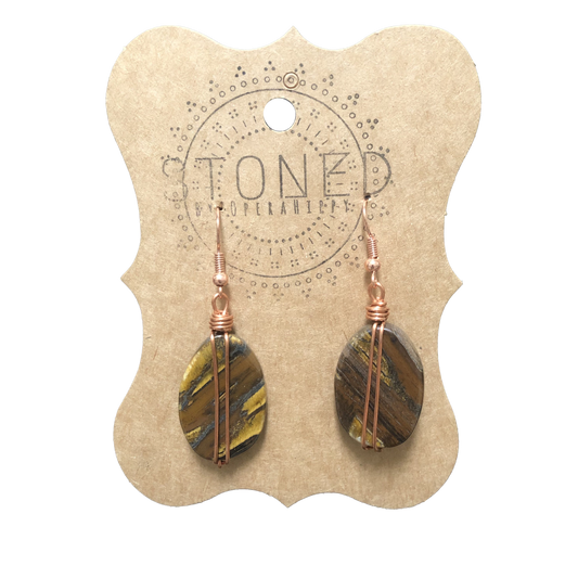 Copper Wrapped Tiger's Eye Earrings
