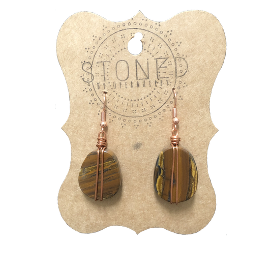 Copper Wrapped Tiger's Eye Earrings