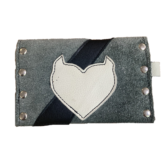Leather Card Case Wallet with Lightning Bolt Blue