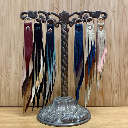 Adriane Handmade 4.5 " Leather Fringe Earrings