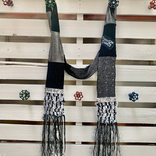Fringed Black & Grey Scarf by Forgotten Saints LA