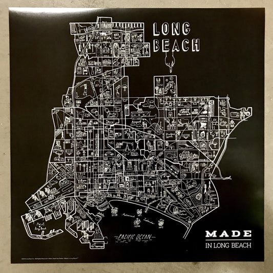 Map of Long Beach by Dave Van Patten Poster Print