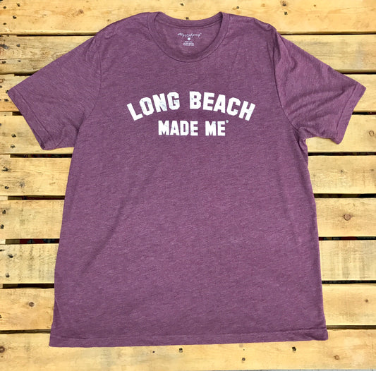 Long Beach Made Me - Tri-Blend Sangria Unisex Tee