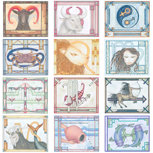 Zodiac Greeting Cards by Luna Rising Art Studio